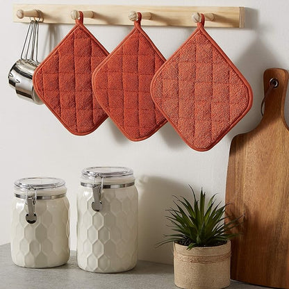 DII Basic Terry Collection Quilted 100% Cotton, Potholder, Spice, 3 Piece - Image 4