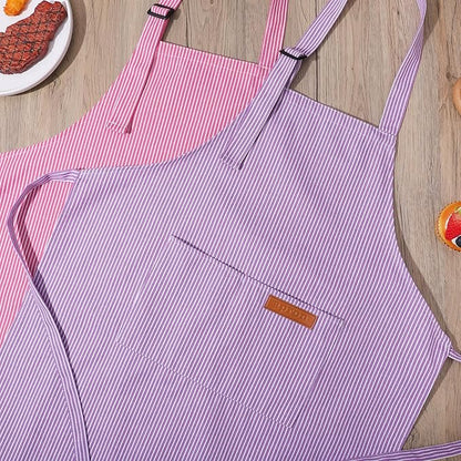 2 Pack Stripes Kids Apron, Kids Cooking Aprons with 2 Pockets, Cute Aprons for Cooking for Boys and Girls