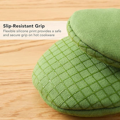 KITCHENAID Gourmet Series Gridlines Mini Oven Mitts 2-Pack Set, Heat Resistant up to 600°F, Soft Silicone Grip, Magnetic Cuff, Matcha Green, 5.5"x9" - Image 7