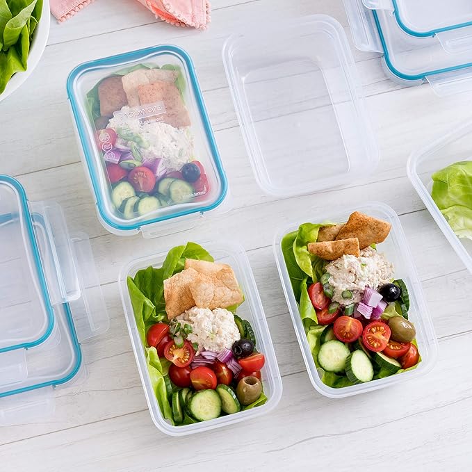 Snapware Plastic Total Solution 5-Pack (3-Cup) Food Storage Containers Set, Leakproof & Airtight Plastic Locking Lids Rectangular Tupperware, Non-Toxic BPA-Free Lids, Microwave Dishwasher Freezer Safe - Image 3