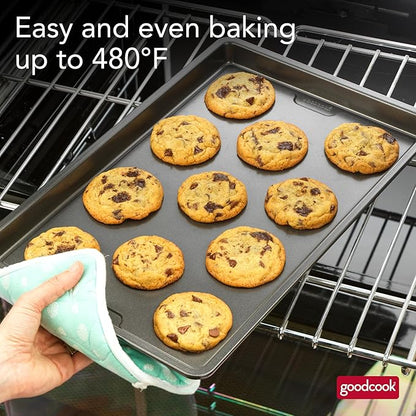 GoodCook PRO Large Baking Sheet Pan Nonstick Warp & Scratch-Resistant Dishwasher-Safe Carbon Steel Construction for Even Baking Oven Safe to 480°F, 11 x 17-Inch, Gray - Image 4