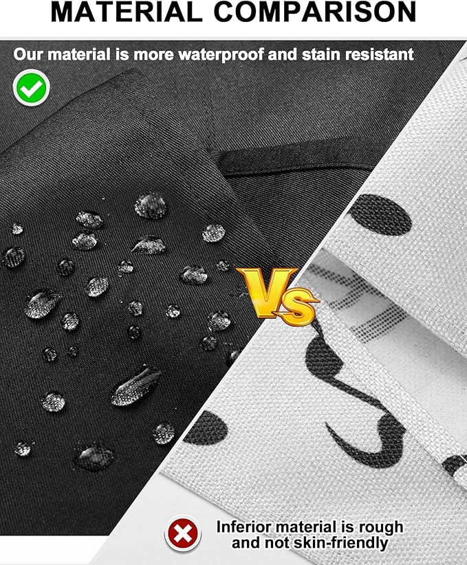 Xtinmee 4 Pcs Bistro Aprons 2 Pockets 32 Inch Waterproof Half Waist Black Bistro Apron with Long Waist Ties for Server Chef Waiter Waitress Bartender