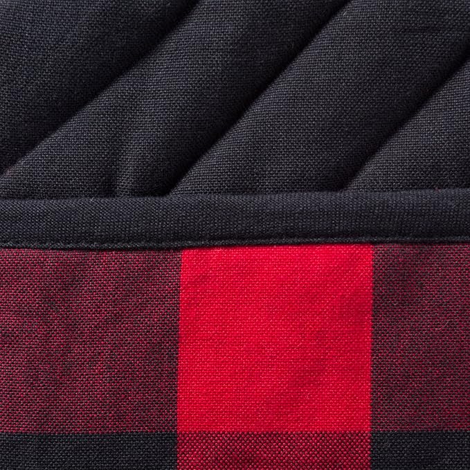 DII Buffalo Check Kitchen Collection, Classic Farmhouse Kitchen Set, Potholder, Red & Black, 2 Piece