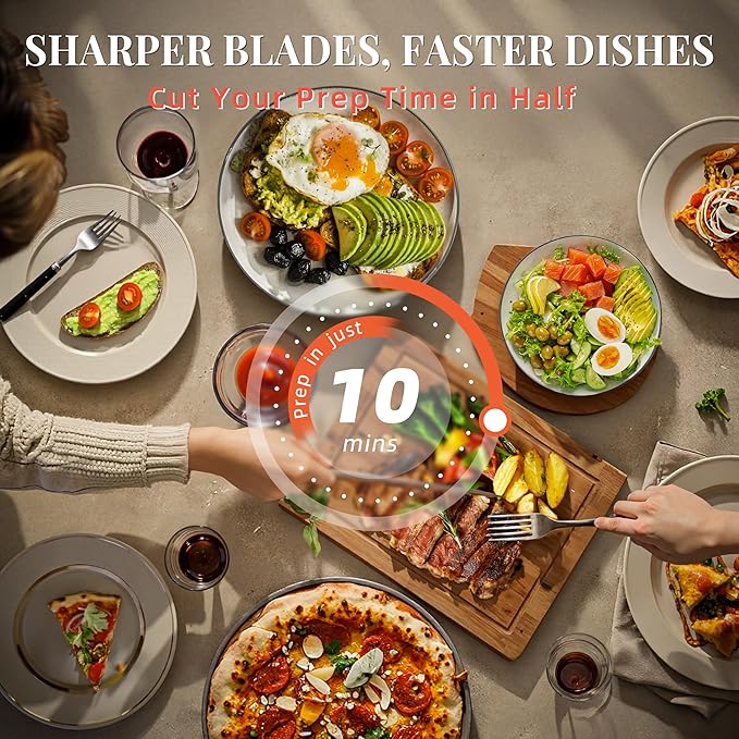KnifeSaga Knife Set, 14 Pcs Premium Japanese High Carbon Stainless Steel Kitchen Knife Set, Razor Sharp Knife Block Set with Built-in Sharpener, Quality Acacia Wood Block Knife Sets Ergonomic Handle - Image 9