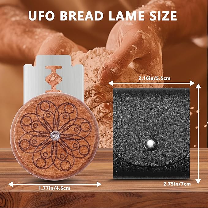 UFO Bread Lame Cutter for Homemade Sourdough,Bread Scorer Tool for Sourdough with 5 Blades and Case,Slashing Tool Bread Cutting Knife for Artisan Bread and Baguette Makers,Circle-black - Image 2