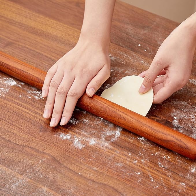 Wood Rolling Pins for Baking- Fulimax 16" Classic Wooden Rolling Pin for Dough, Rodillo Para Masa for Fondant Pizza Pie Crust Cookie Pastry Pasta, Baking Essentials, Rosewood - Image 8