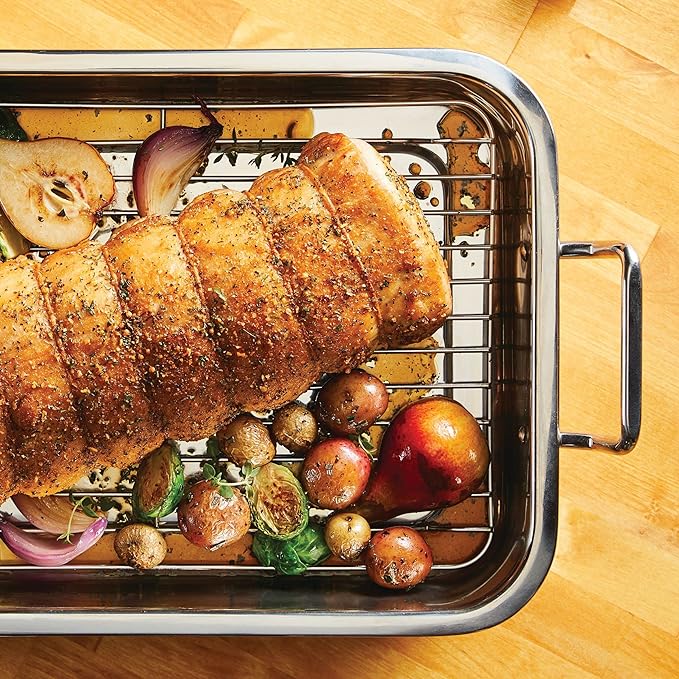 Farberware Classic Traditions Stainless Steel Roaster/Roasting Pan with Rack, 17 Inch x 12.25 Inch - Image 5