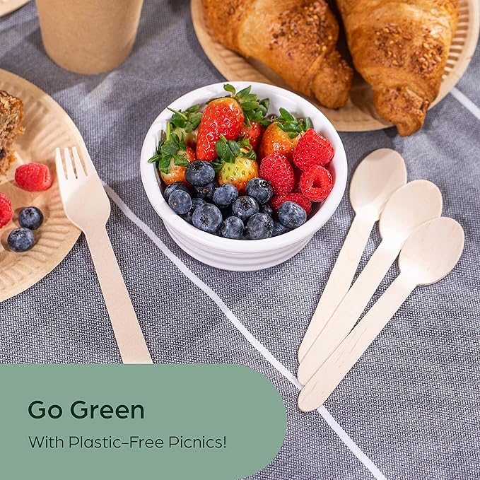 Wooden Disposable Spoons - 5400 Piece Wood Compostable Spoons - Eco-Friendly Biodegradable Utensils for Party - Free From Plastic Cutlery Set - Disposable Cutlery for Eating - Compostable Utensils - Image 7