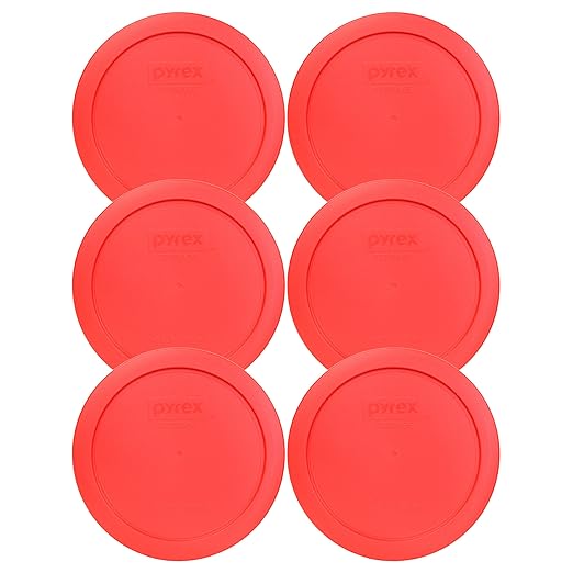Pyrex 7201-PC Round 4 Cup Storage Lid for Glass Bowls (6, Red) by Pyrex