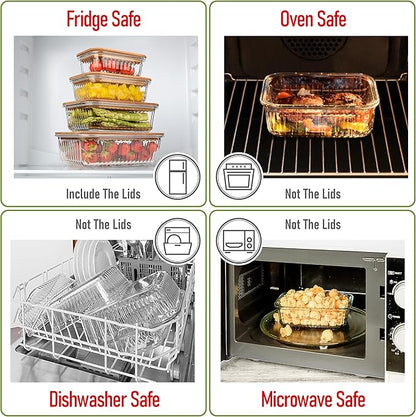 Set of 4 Stackable Space-Saving Nesting Glass Bowls with Airtight Acacia Lids for Lunch, Meal & Food Prep - Microwave & Oven-ready BPA Free Durable Heat Resistant Inert Borosilicate Glass - Image 5