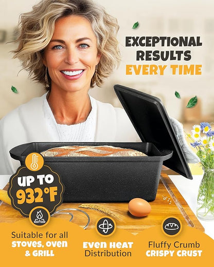 CRUSTLOVE Rectangular Cast Iron Dutch Oven for Bread Baking - incl. Sourdough Bread-Baking Supplies - 3.2QT Bread-Pan for Homemade-Bread, Sour dough Bread-Pans with Lid, Bread-Oven, Bread-Baking-Pan - Image 6