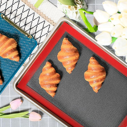 Silicone Baking Mat with Microperforated, 2 PCS Perforated Baking Mats/Oven Liners for 13" x 18" Half Sheet Pan, Reusable Air Mesh Silicone Mat for Cookie/Eclair/Bread/Pizza/Pastry