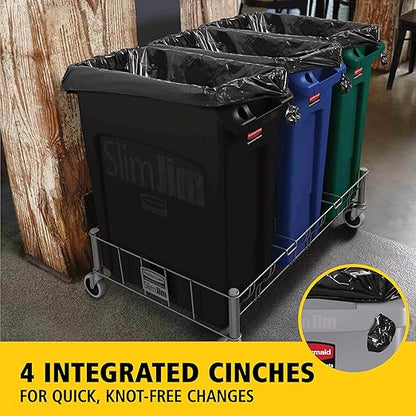 Rubbermaid Commercial Products Slim Jim Plastic Rectangular Trash/Garbage Can With Venting Channels, 23 Gal, Black, for Kitchen/Office/Workspace - Image 4