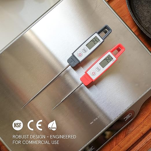 Lavatools PT09C Super-Quick Commercial Grade Digital Thermometer for Cooking, Meat, Candy, Candle, Liquid, Oil, 3" Compact Probe, Splash Proof, °C/°F Toggle, Hold Function - Sambal - Image 3