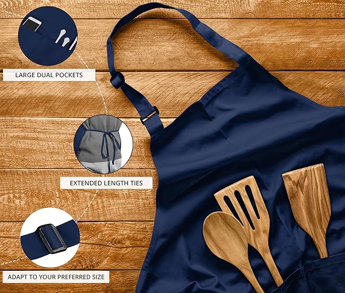 Utopia Kitchen 10 Pack Bib Apron Adjustable with 2 Pockets, Water and Oil Resistant, Cooking Kitchen Chef Apron for Women Men - Image 4