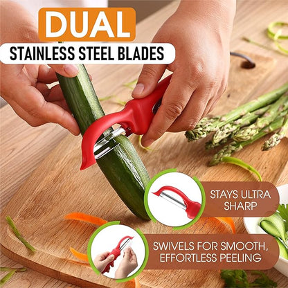 Spring Chef Premium Swivel Vegetable Peeler, Soft Grip Handle and Ultra Sharp Stainless Steel Blades - Perfect Kitchen Peeler For Veggie, Fruit, Potato, Carrot, Apple - Red - Image 2