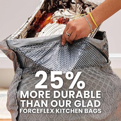 Glad ForceFlex MaxStrength Kitchen Trash Bags, 20 Gal, Fresh Clean Febreze, 80 Ct (Package May Vary) (Pack of 3)