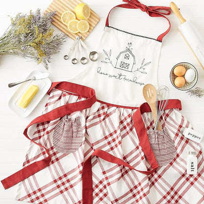 DII Home Sweet Farmhouse Kitchen Collection, Apron, Barn Red