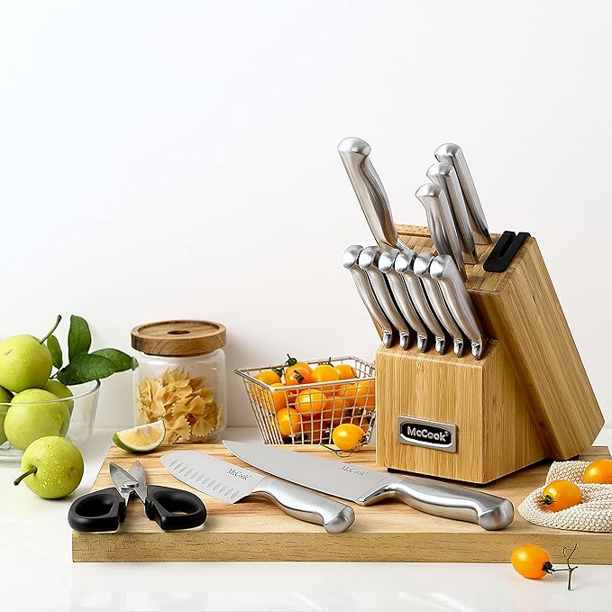 McCook® Knife Sets,German Stainless Steel Knife Block Sets with Built-in Sharpener (Pack of 2) - Image 8