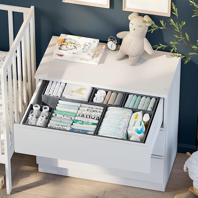Drawer Organizer Set of 12 Dark Grey - Nursery, Bedroom, Closet Organizer & Storage - Image 4