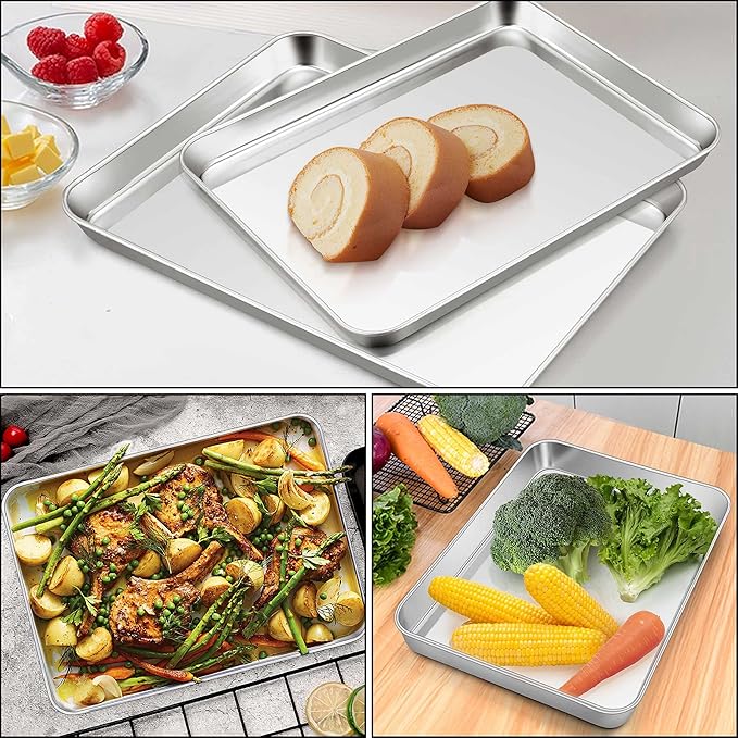 Homikit Baking Pan Sheet Set of 2, Stainless Steel Cookie Sheets Tray for Oven, 20 x 14 Large Metal Half Sheet Bakeware for Cooking Baking, Rustproof & Heavy Duty, Mirror Finish & Dishwasher Safe - Image 9