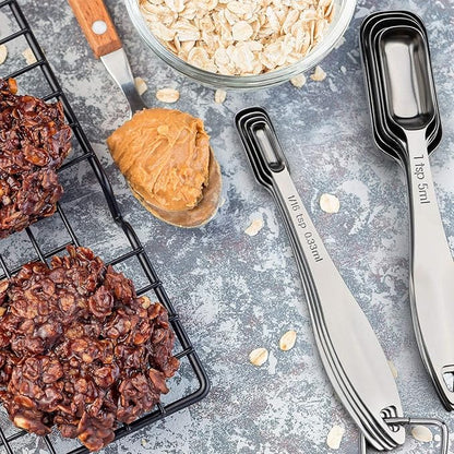 FANGSUN Narrow Measuring Spoons Set of 10, Heavy-Duty Stainless Steel Measuring Spoons with Long Handles & Engraved Measurements, Fits in Spice Jars, for Baking & Cooking - Image 3