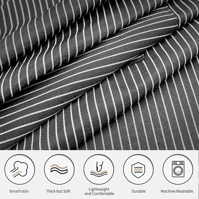 NLUS 2 Pack Kitchen Cooking Aprons, Adjustable Bib Soft Chef Apron with 2 Pockets for Men Women (Black Pinstripes) - Image 3