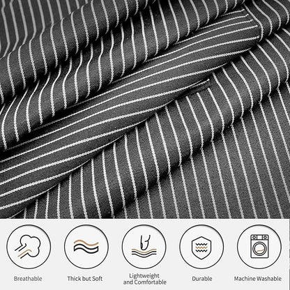 NLUS 2 Pack Kitchen Cooking Aprons, Adjustable Bib Soft Chef Apron with 2 Pockets for Men Women (Black Pinstripes) - Image 3