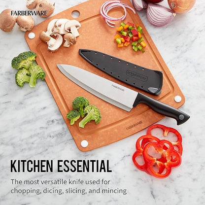 Farberware Edgekeeper 8-Inch Chef Knife with Self-Sharpening Blade Cover, High Carbon-Stainless Steel Kitchen Knife with Ergonomic Handle, Razor-Sharp Knife, Black - Image 6