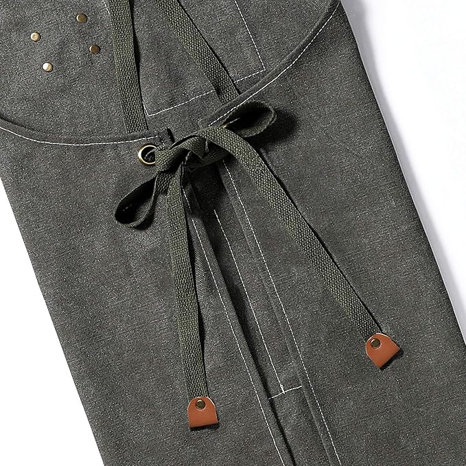 AFUN Chef Aprons for Men Women with Oversized Pockets, 16-Ounce Cotton Canvas Cross Back Heavy Duty Work Apron (Grey) - Image 6