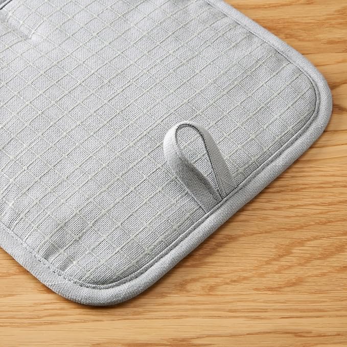 KITCHENAID Gourmet Series Gridlines Pot Holders 2-Pack Set, Heat Resistant up to 600°F, Soft Silicone Grip, Magnetic Cuff, Matte Grey, 8"x8" - Image 4