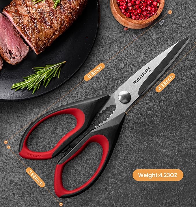 Astercook Kitchen Scissors All Purpose Heavy Duty,3 Pack Kitchen Shears Set,Stainless Steel Kitchen Gadgets for Cutting Food,Poultry,Meat,Vegetable,Herb Dishwasher Safe Utility Tools Home Gift - Image 7