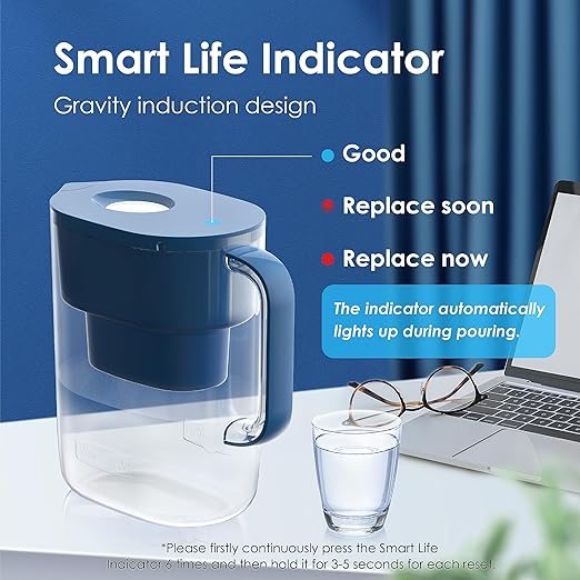 Waterdrop PT-07C Water Filter Pitcher, 10-Cup, NSF Certified, 200-Gallon Long-Life Filter, Improves Coffee & Tea Taste, Reduces PFOA/PFOS and Chlorine, 5X Longer Filter Life, Classic Blue - Image 7
