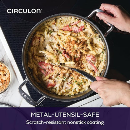 Circulon C1 Series Clad Stainless Steel with ScratchDefense Technology Cookware Nonstick Induction Stockpot with Lid, Metal Utensil Safe, 8 Quart - Polished Stainless Steel