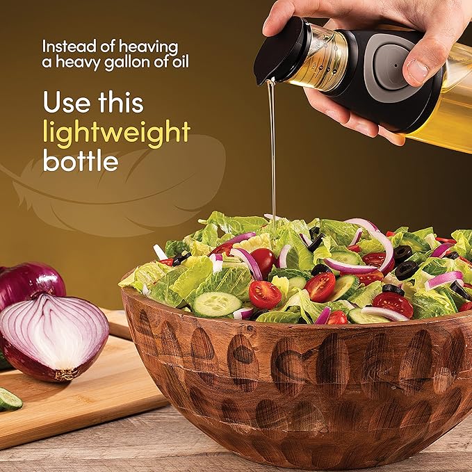 Belwares Olive Oil Dispenser Bottle with Pump - Oil Dispenser for Kitchen, Glass Oil and Vinegar Dispenser Set, Measured Cruet for Cooking - Ideal Oil Bottles for Kitchen Gadgets & Gifts, 2 Pack - Image 3