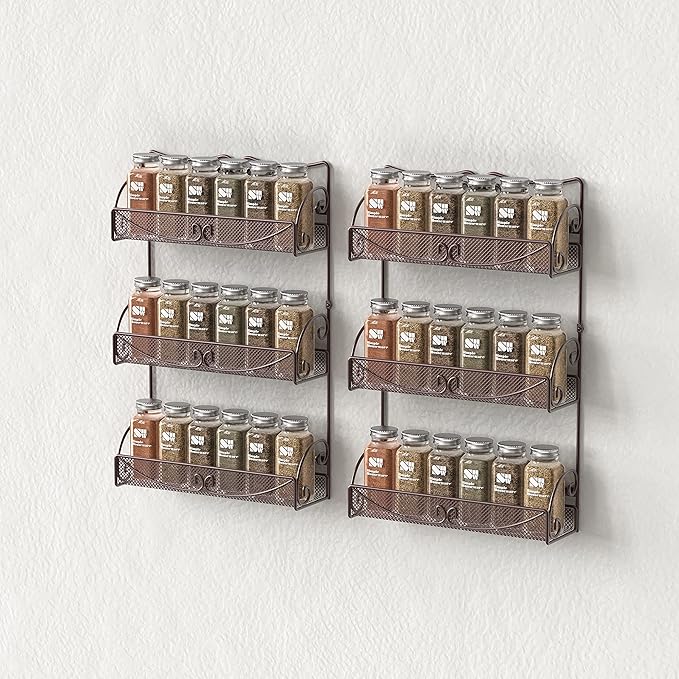 Deco Brothers 3 Tier Wall Mounted Spice Rack, 2 Pack, Bronze - Image 5