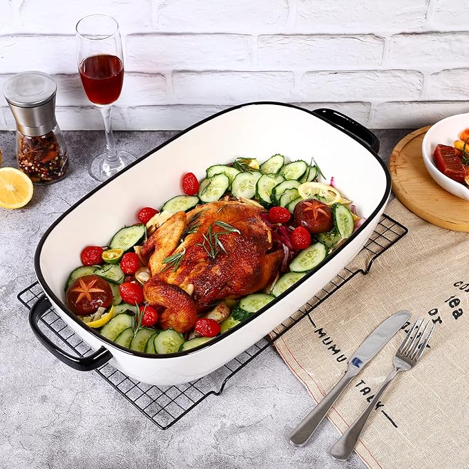 4.5 Quart Ceramic Baking Dish,Serving Bakeware for Casserole,Lasagna,Gratin,Broiling,Roasting,and Baking.Large Deep 14x10x3.11 inches Pan,Safe for Oven Microwave Refrigerator Disinfection Cabinet and - Image 2