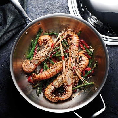 Tramontina Signature Tri-Ply Clad Stainless Steel 12.5-Inch Wok with lid, Induction-Ready, Dishwasher-Safe, NSF-Certified, Made in Brazil - Image 7