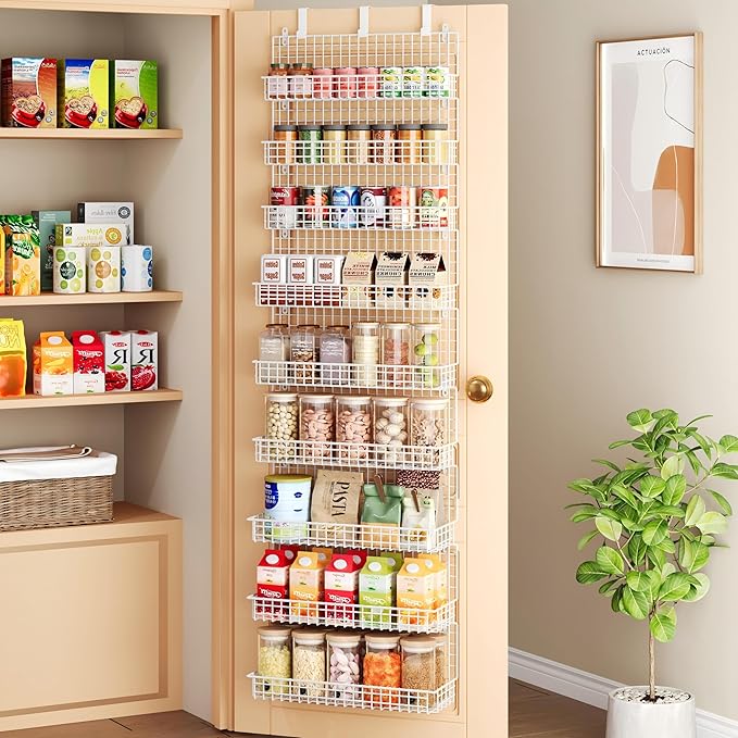 JKsmart 9-Tier Spice Rack Organizer with Door Hook, Wall Mount, and Extra Large Capacity for Pantry – Stylish White Design for Effortless Organization, Ultimate Kitchen Storage Solution - Image 6