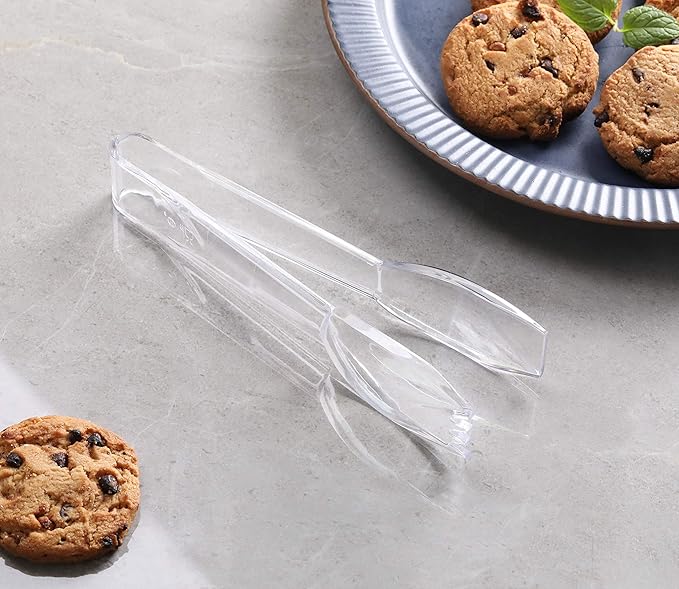 New Star Foodservice 35582 High Heat Plastic, Straight Edge Utility Tong, 6", Clear, Set of 12 - Image 6