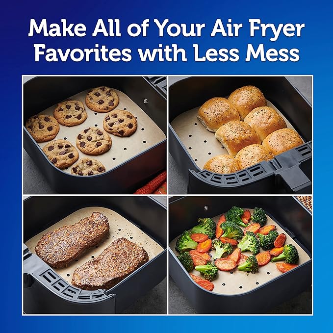 Reynolds Kitchens Air Fryer Liners Disposable, Unbleached Parchment Paper Sheets, 50 Count (Pack of 4) - Image 10