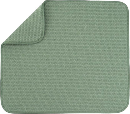 S&T INC. Dish Drying Mat, 16” x 18”, Absorbent Microfiber Kitchen Counter Mat, Dish Drying Pad for Dishes, Utensils, Pots and Pans, Large, Sage Green by STINC