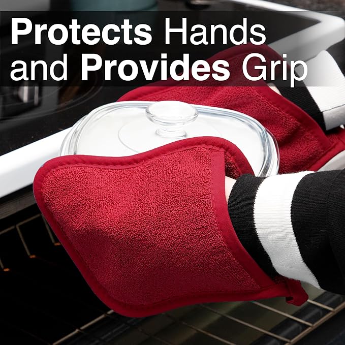 RITZ Terry Pocket Mitt & Hot Pad: Unparalleled Heat Resistant, Durable 100% Cotton – Ergonomically Designed for Optimal Grip – Easy-Care Machine Washable – 2-Pack, Paprika - Image 6