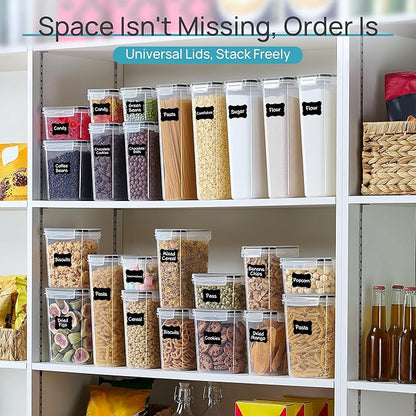 Airtight Food Storage Containers with Lids, Vtopmart 24 pcs Plastic Kitchen and Pantry Organization Canisters for Cereal, Dry Food, Flour and Sugar, BPA Free, Includes 24 Labels，Black - Image 6