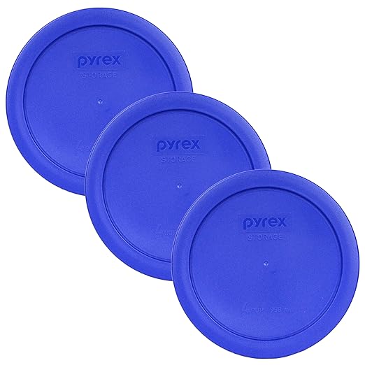Pyrex 7201-PC 4-Cup Cadet Blue Food Storage Replacement Lid (3-Pack) - Made in USA by Pyrex