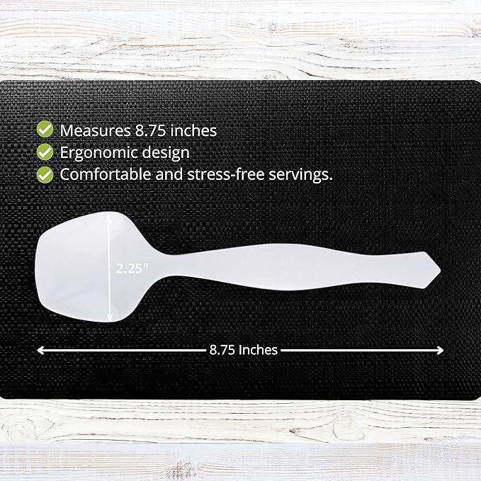 PARTY BARGAINS Disposable White Plastic Serving Spoons 8.75″ – Heavy-Duty White Plastic Spoons for Parties, Catering, Weddings, Events – 6 Count