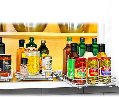 LYNK PROFESSIONAL® Pull Out Spice Organization for Cabinets - 10-3/8 inch Wide – Spice Rack for Inside Cabinets, Slide Out Spice Rack Organizer for cabinet – Pull Out Spice Rack, Sliding 1 Tier Chrome - Image 8