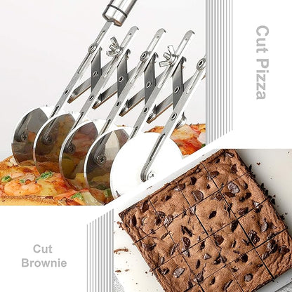 Star Brand Pastry Cutter with Grinder Spaghetti Dough Roller Knife Stainless Steel Pizza Slicer Pasta Wheeling Attice Roller Adjustable Dough Divider with Handle
