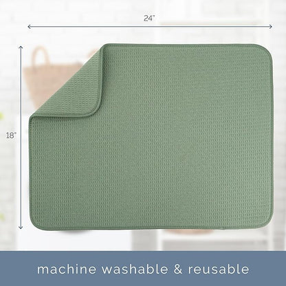 S&T INC. Dish Drying Mat XL, 18” x 24”, Absorbent Microfiber Kitchen Counter Mat, Dish Drying Pad for Dishes, Utensils, Pots and Pans, Extra Large, Sage Green - Image 6