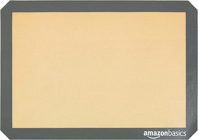 Amazon Basics Silicone Rectangular Baking Mat, Non-Stick, Reusable, Dishwasher Safe, Food Safe, Heat Resistant, 16.5" x 11.6", Beige/Gray, 2-Pack - Image 3